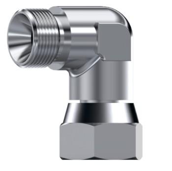 Coude 90° mâle-femelle tournante BSP cône 60° inox 316L