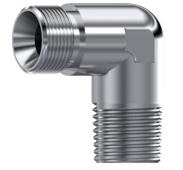 Coude 90° mâle BSP cône 60° - mâle BSPT inox 316L