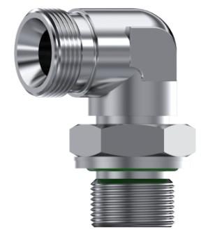 Coude 90° orientable mâle-mâle BSP cône 60° inox 316L