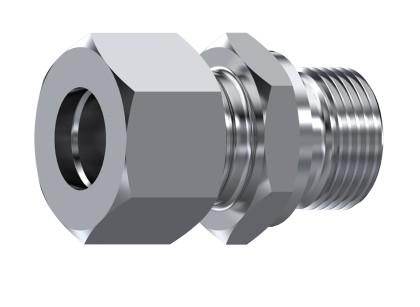 Union simple mâle BSP cylindrique DIN 2353 inox 316L équipé (DHFMCGC) – rendu 3D
