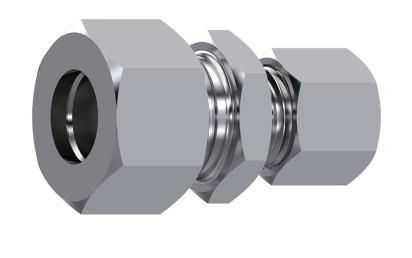 Raccord union double en réduction DIN 2353 inox 316L – rendu 3D