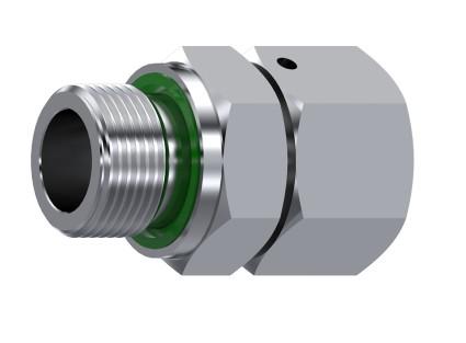 Adaptateur tube lisse - mâle gaz joint plat inox 316L – rendu 3D