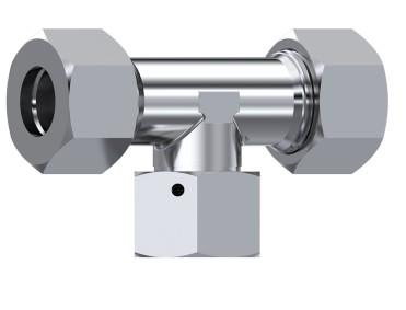 Té orientable métrique o-ring DIN 2353 inox 316L – rendu 3D