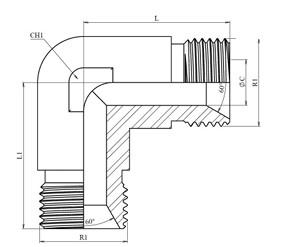 Coude 90° mâle-mâle BSP cône 60° inox 316L