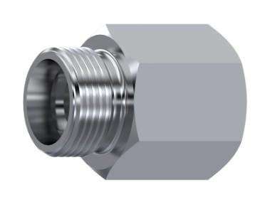 Union simple femelle gaz DIN 2353 inox 316L nu – rendu 3D
