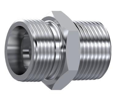 Union simple mâle BSPT conique DIN 2353 inox 316L nu (DHFMCBG) – rendu 3D