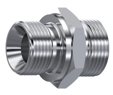 Union simple mâle BSP cylindrique DIN 2353 inox 316L nu (DHFMCBGC) – rendu 3D