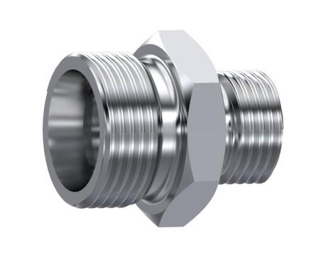 Raccord union double en réduction DIN 2353 inox 316L nu – rendu 3D
