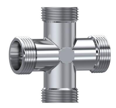 Raccord croix égale DIN 2353 inox 316L nu – rendu 3D