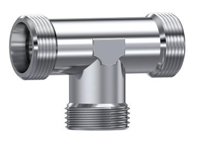 Raccord Té égal DIN 2353 inox 316L nu (DHFUTB) – rendu 3D