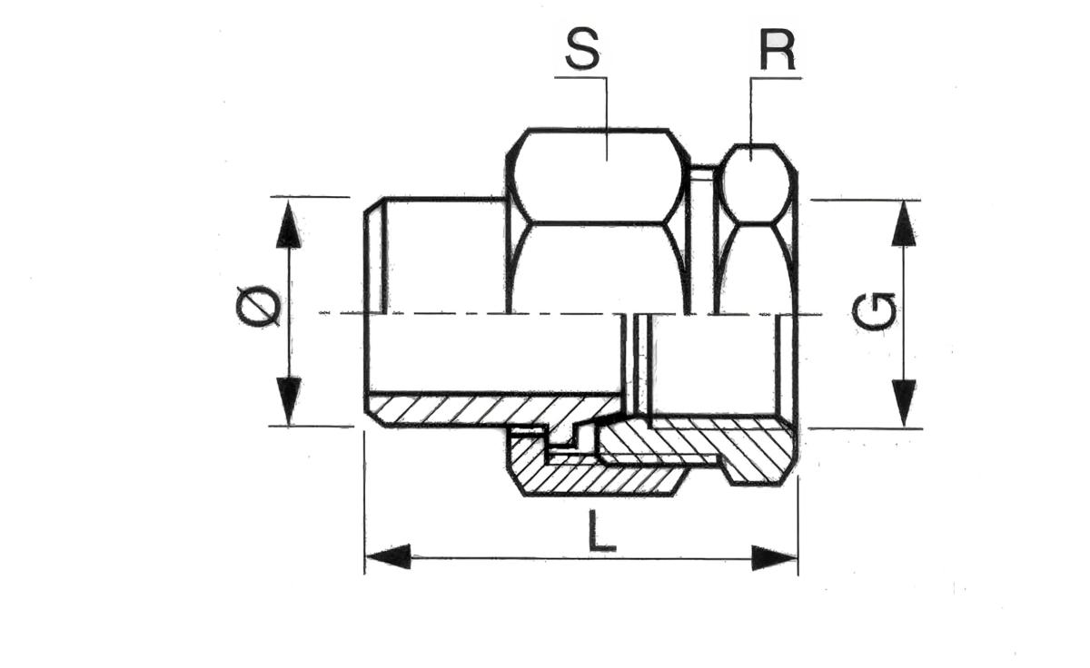 Schéma union 3 pièces lisse/femelle