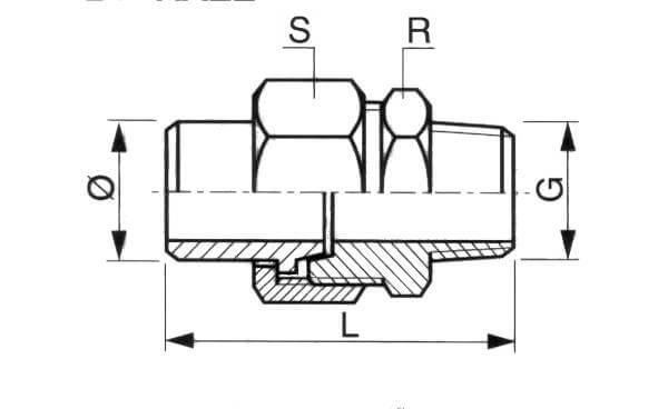 Schéma union 3 pièces lisse/mâle