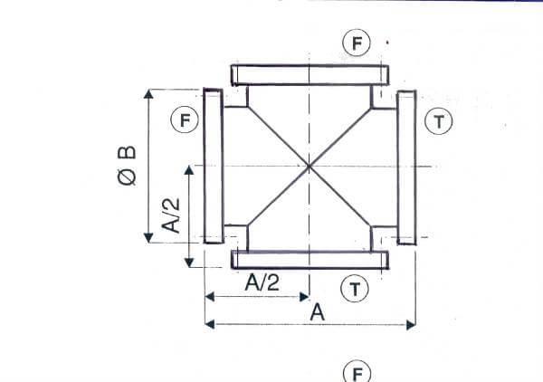 Croix Égale ISO CF 1 Bride Fixe + 3 Brides Tournantes