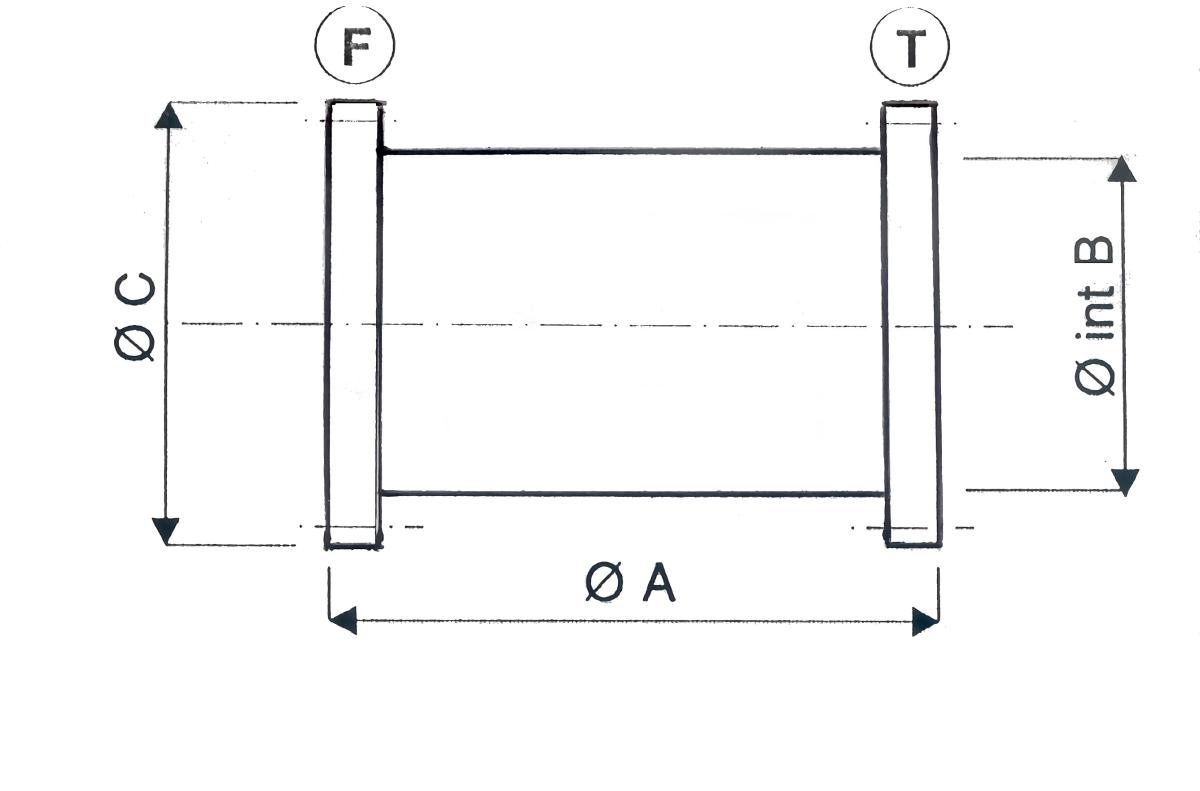 Schéma prolongateur ISO CF trous lisses avec une bride tournante