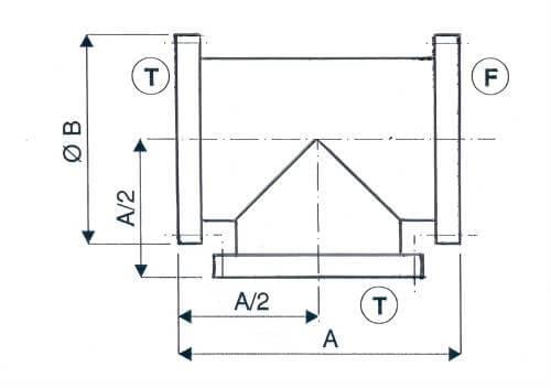 Schéma té égal ISO CF trous lisse à 2 brides tournantes