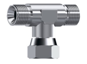 Té mâle-femelle tournante-mâle BSP cône 60° inox 316L