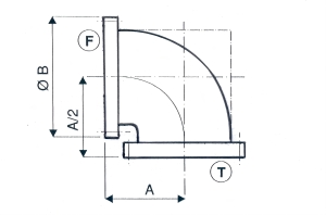 Coude égal à 90° avec une bride fixe et un bride tournante