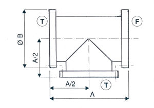 Té égal avec 1 bride fixe et 2 brides tournantes