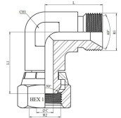 Coude 90° mâle-femelle tournante BSP cône 60° inox 316L
