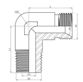 Coude 90° mâle BSP cône 60° - mâle BSPT inox 316L