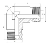 Coude 90° mâle-mâle BSP cône 60° inox 316L