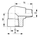 Coude Égal 90° Mâle / Femelle Inox Série 3000