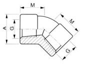 Coude Égal 45° Femelle Inox série 3000