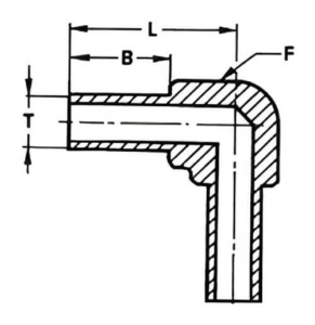 Coude égal pour gaz purs à soudure orbitale sans apport