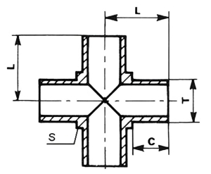 Croix égale microfit à souder bout à bout