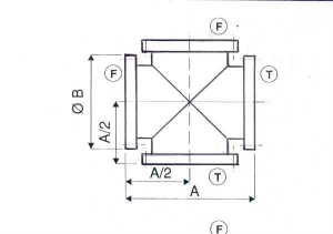 Croix Égale ISO CF 1 Bride Fixe + 3 Brides Tournantes